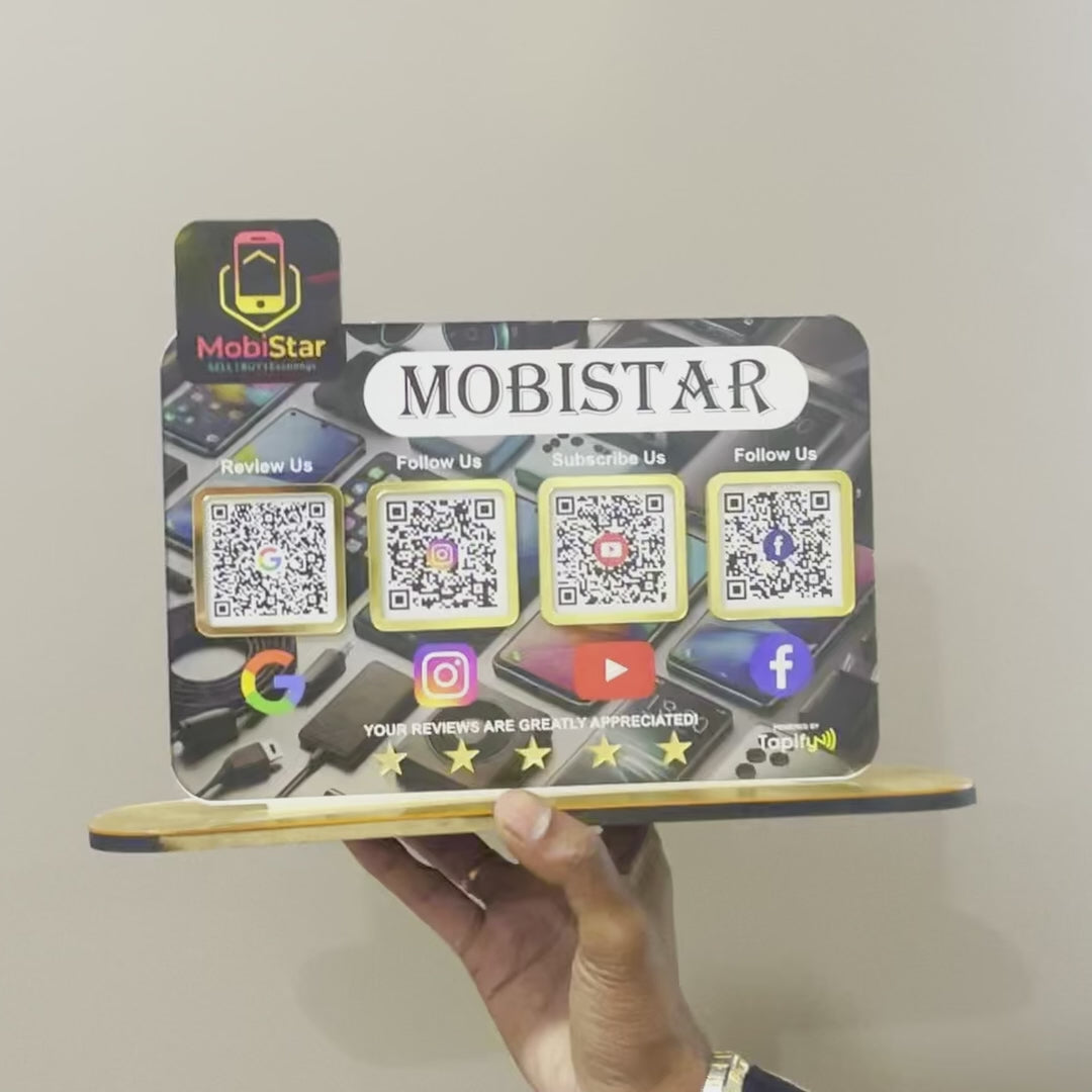 Logo Cutout Mobile Theme Standee - Smart NFC 4-in-1 Table Top Standee