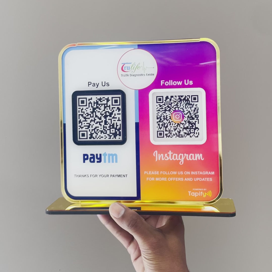 Smart NFC 2-in-1 Premium Standee – Instagram & Paytm theme