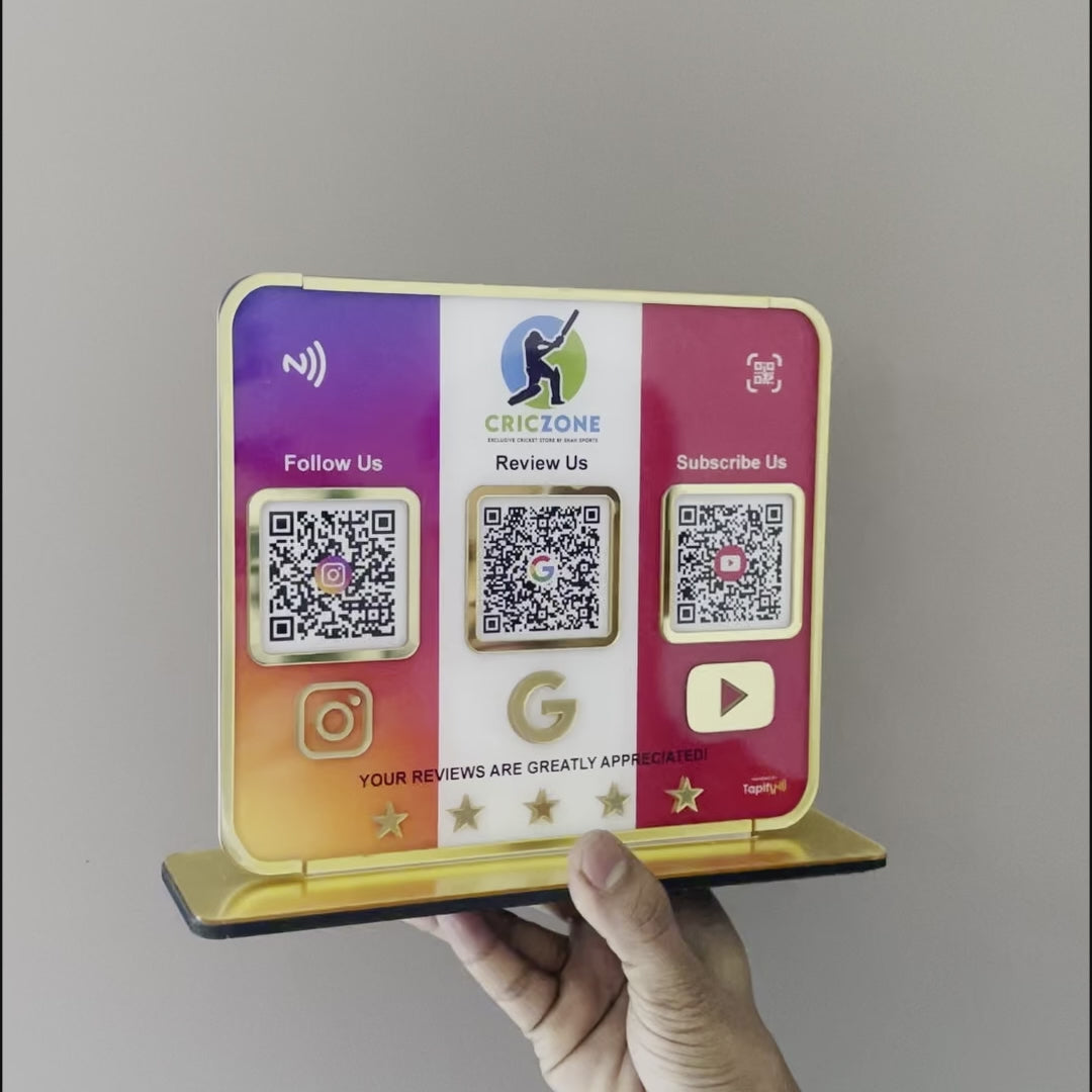 Premium Smart NFC 3-in-1 Table Top Standee - Google, Insta , Youtube - Theme