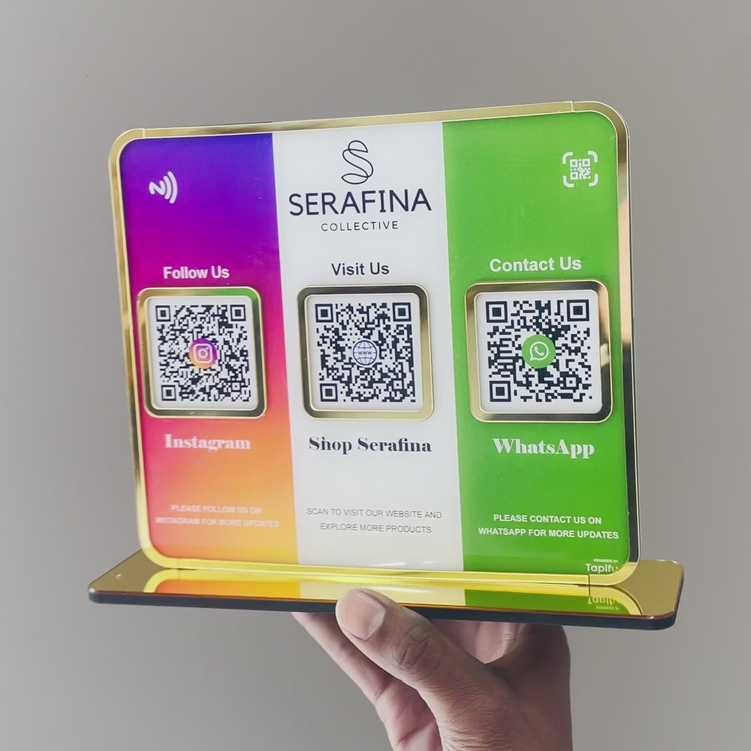Premium Smart NFC 3-in-1 Table Top Standee -Theme Edition - Instagram,Website,Whatsapp