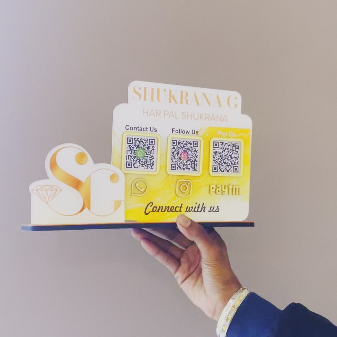 Separate Logo Cutout Shaped 3QR Table Top Smart NFC Standee