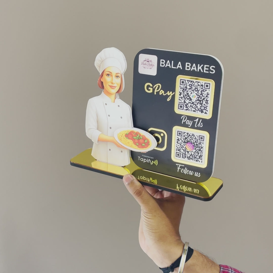 Chef Cutout Smart NFC 2QR Standee - For Restaurant
