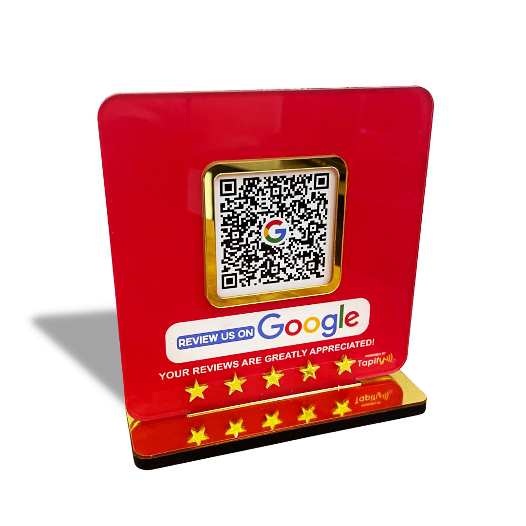 Google Review - Smart NFC 1 QR Table Top Standee - Elite - Red Colour