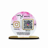 Circle Shape - 1 QR Table Top Standee - Marble Theme