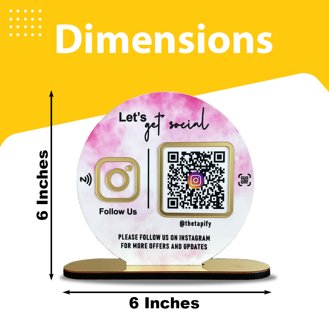 Circle Shape - 1 QR Table Top Standee - Marble Theme