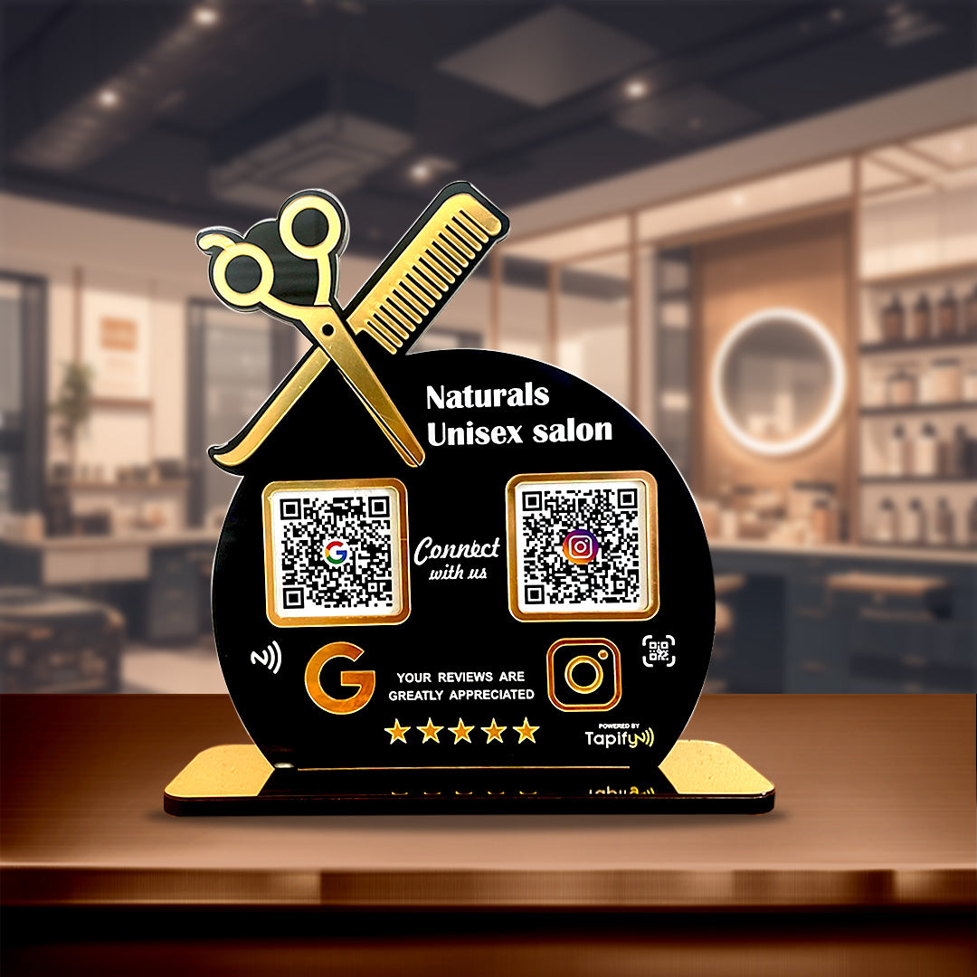 Smart NFC 2-in-1 Tabletop Standee For Salons & Beauty Parlours