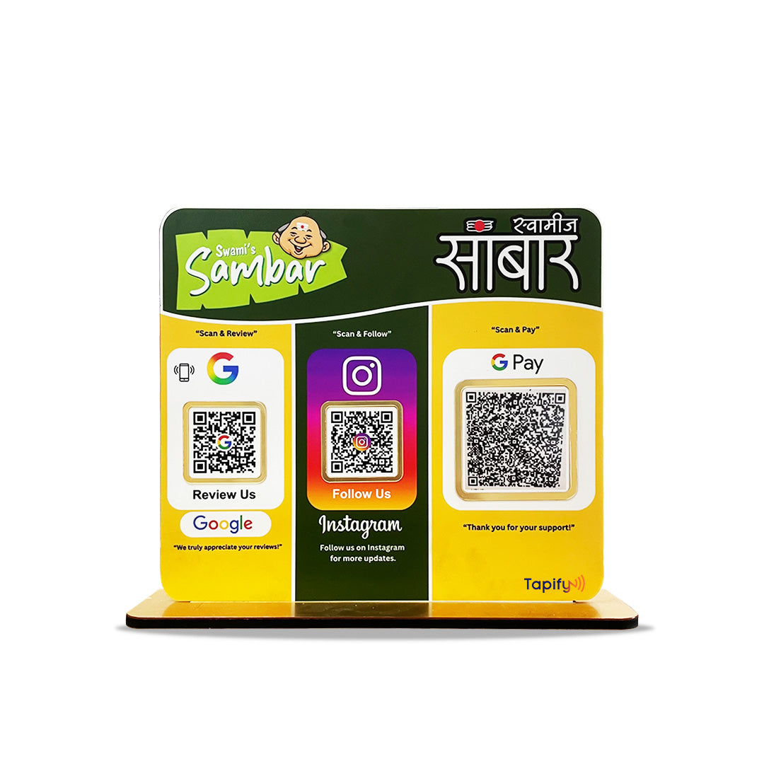 Vogue Series – Premium Smart NFC 3-in-1 Standee With South Indian Theme Background