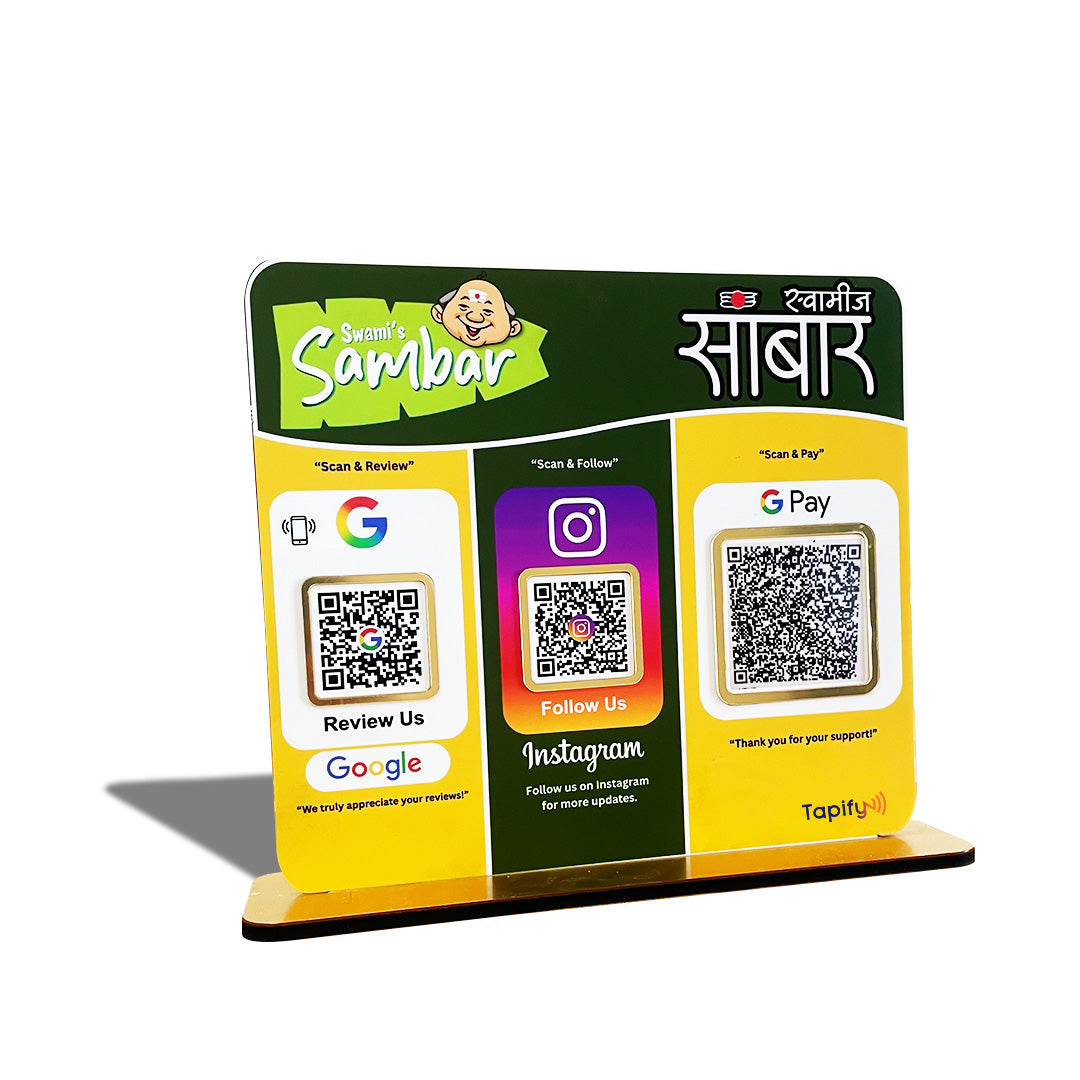 Vogue Series – Premium Smart NFC 3-in-1 Standee With South Indian Theme Background
