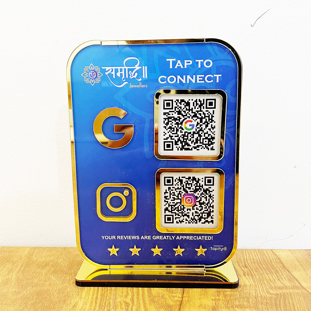Premium Smart NFC 2-in-1 Table Top Standee | Portrait Style | Gradient Colour
