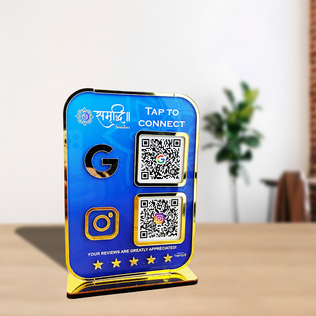 Premium Smart NFC 2-in-1 Table Top Standee | Portrait Style | Gradient Colour