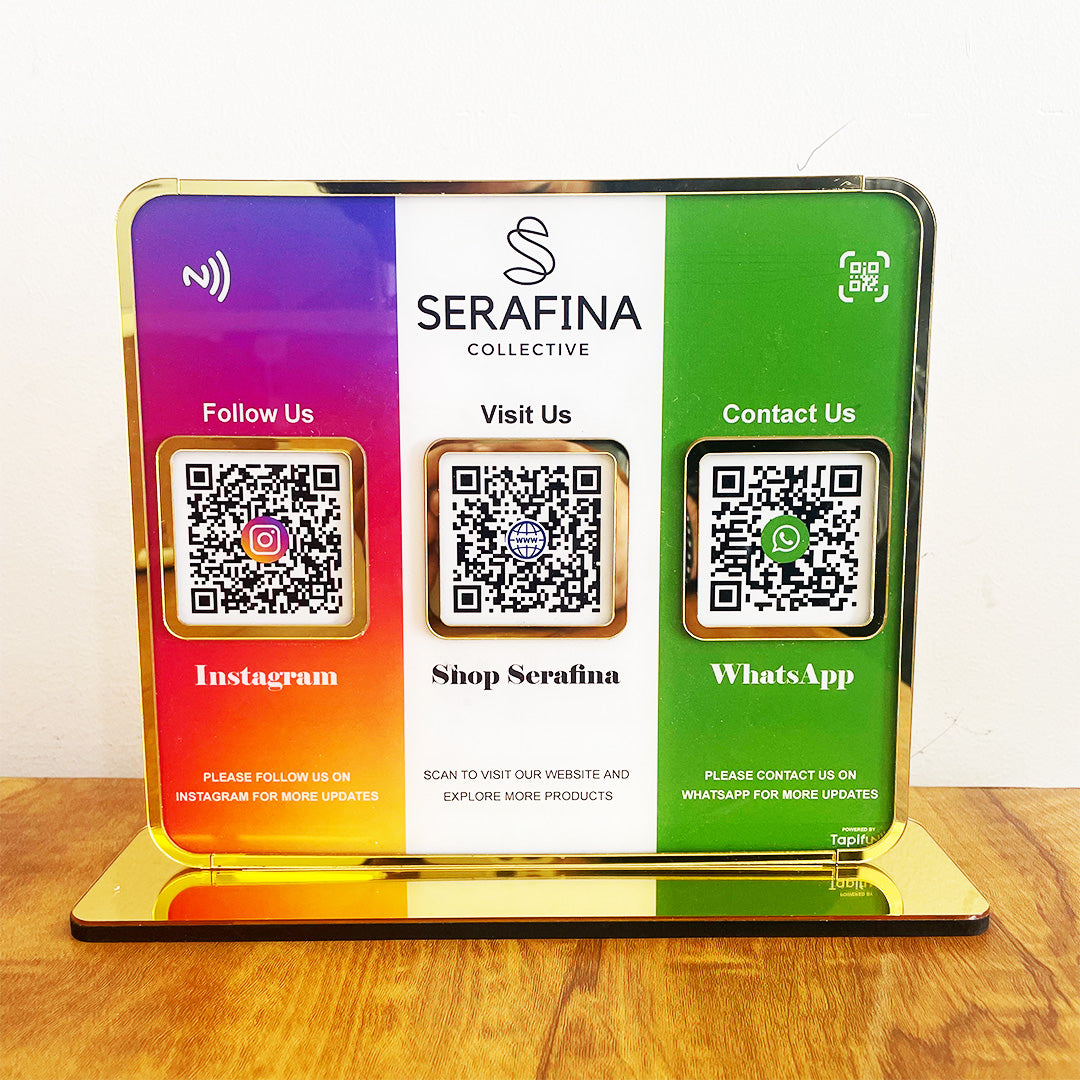 Premium Smart NFC 3-in-1 Table Top Standee -Theme Edition - Instagram,Website,Whatsapp