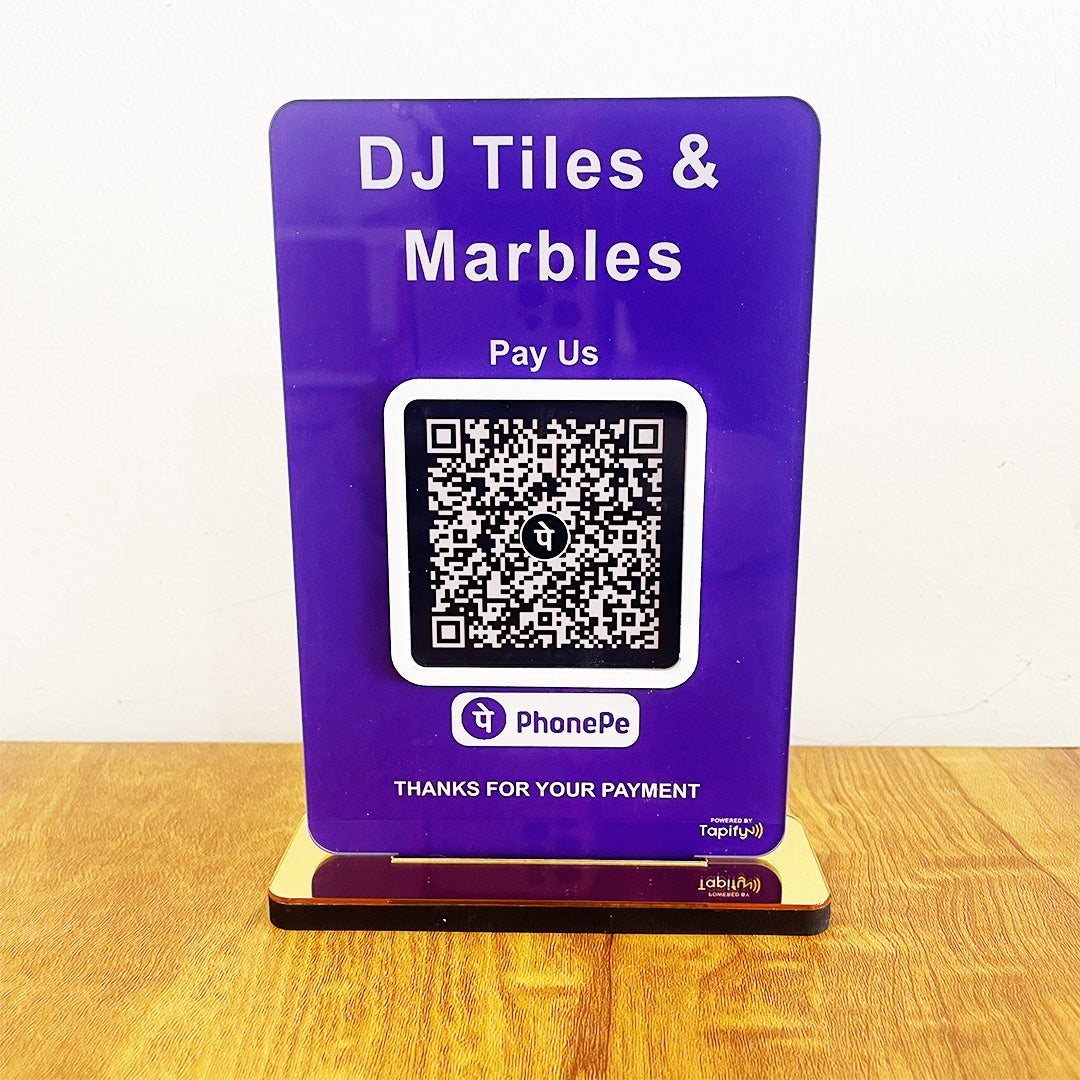 Smart 1 QR Table Top Standee – PhonePe Theme (Without NFC)