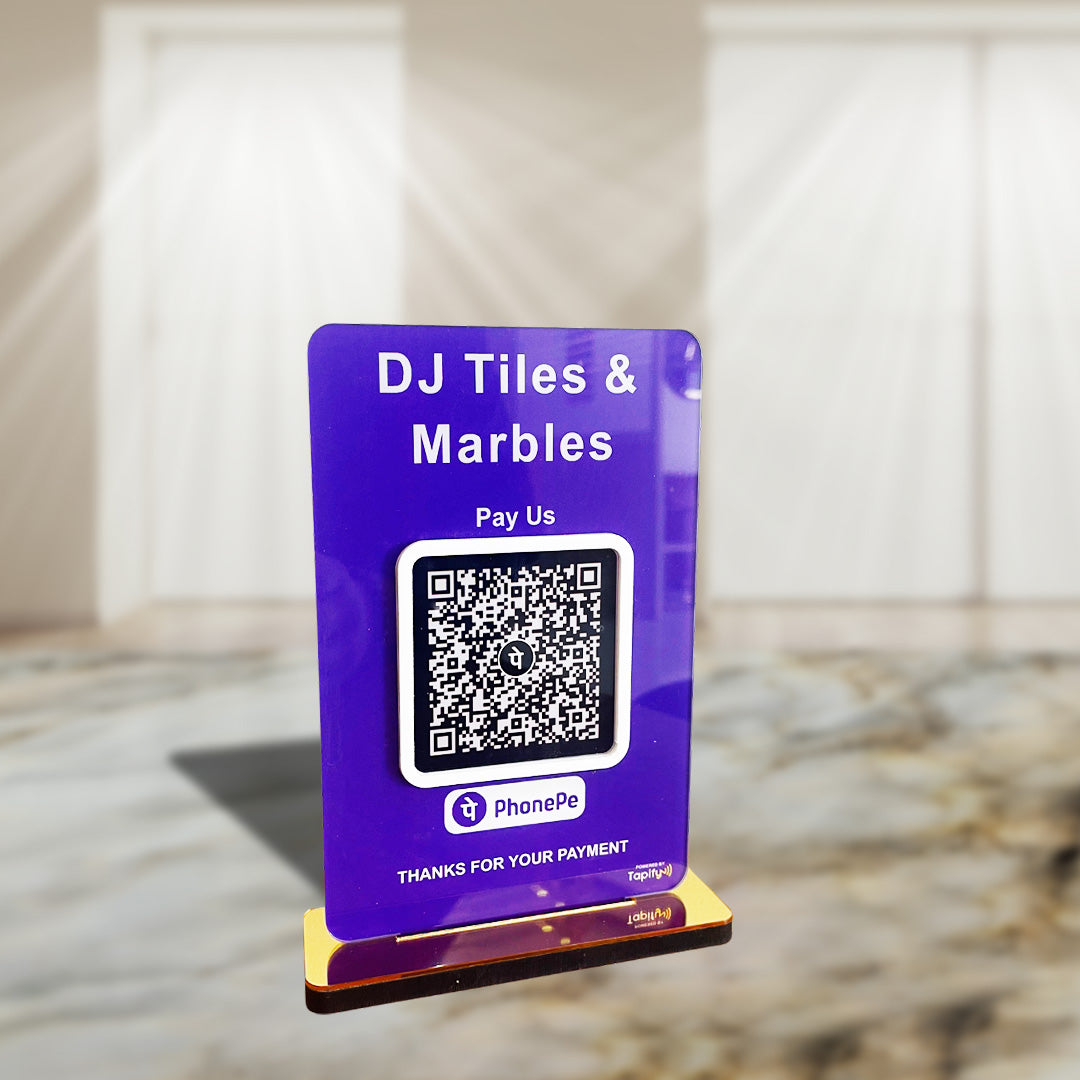 Smart 1 QR Table Top Standee – PhonePe Theme (Without NFC)
