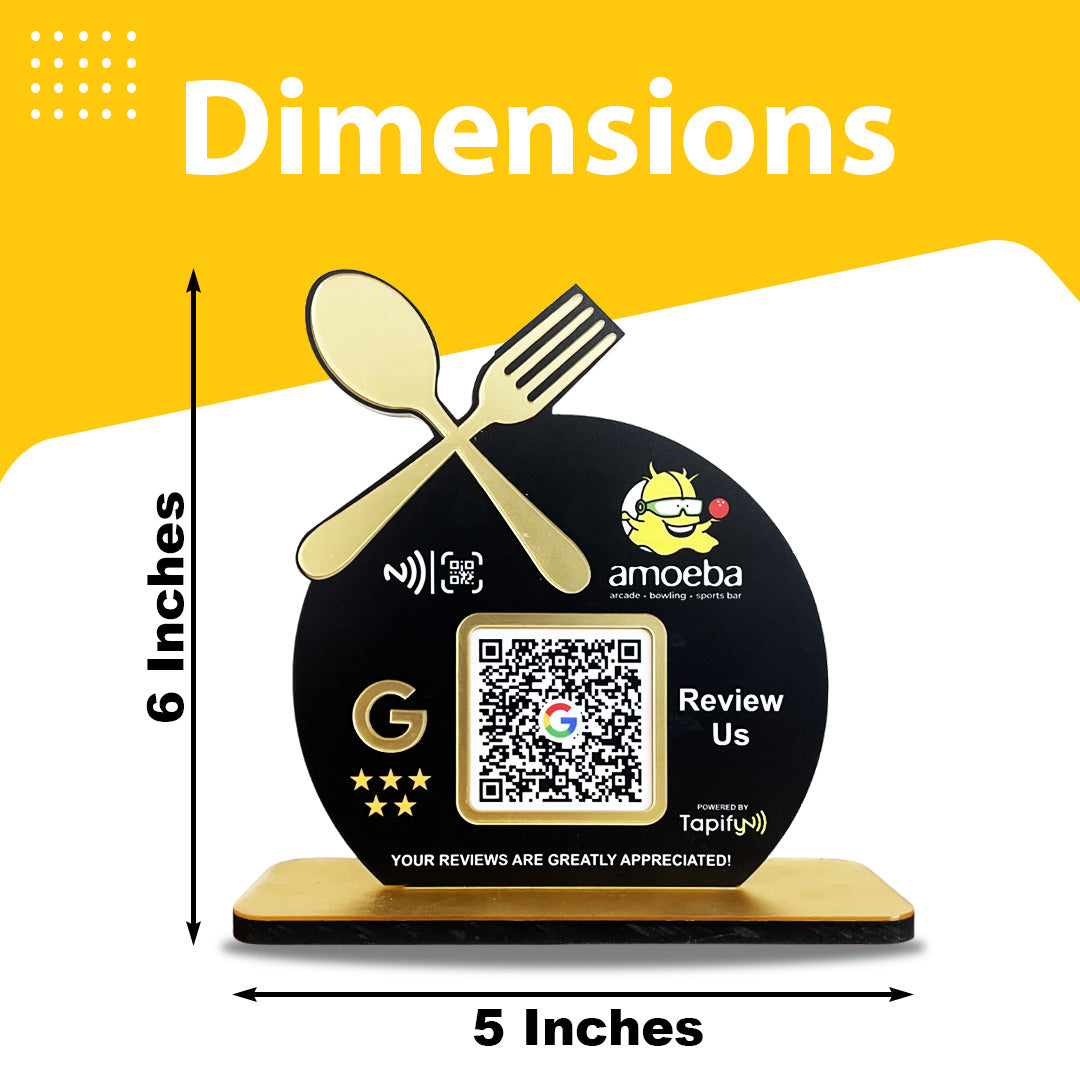 Spoon Cutout Smart NFC 1 QR Tabletop Standee For Restaurants
