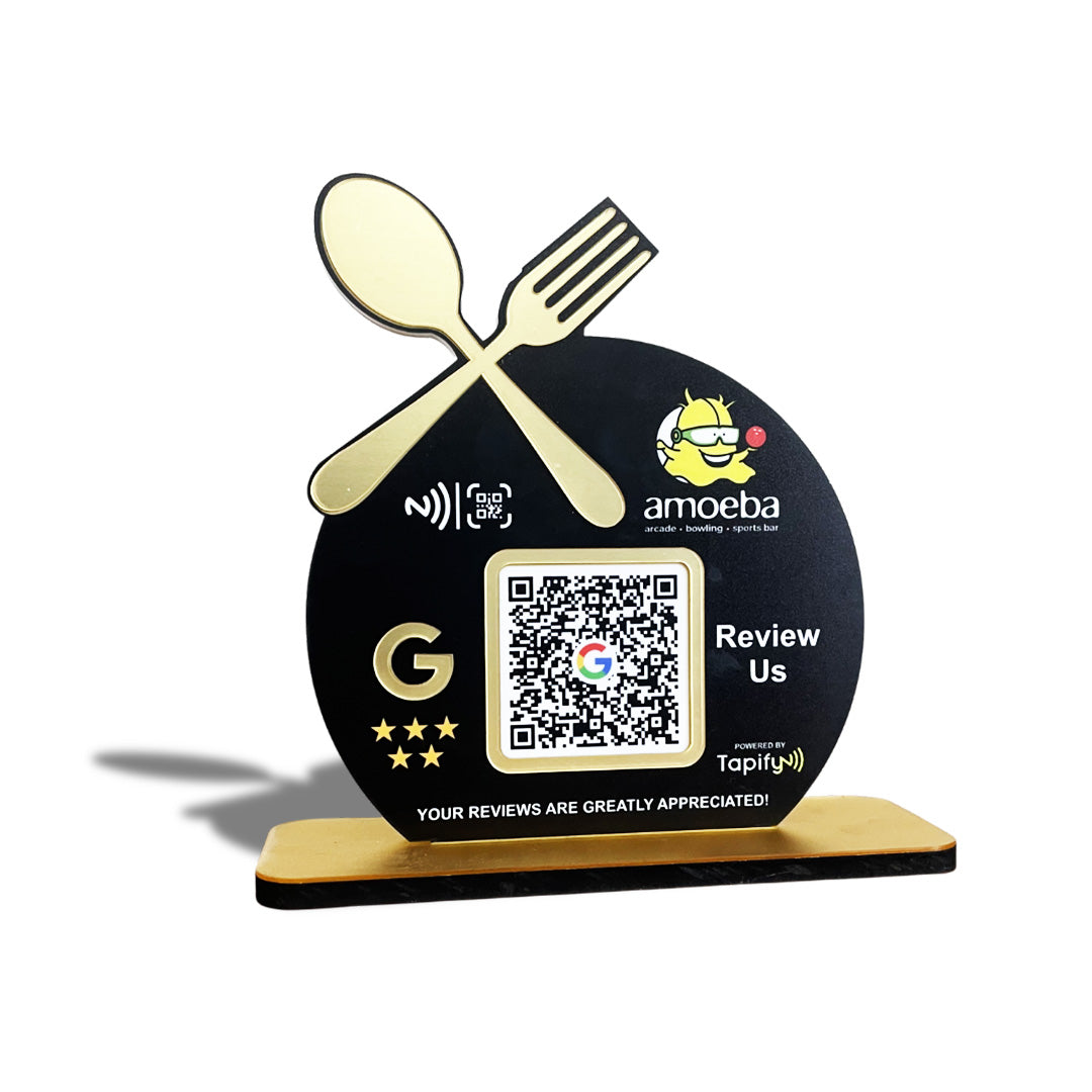 Spoon Cutout Smart NFC 1 QR Tabletop Standee For Restaurants