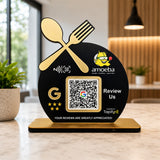 Spoon Cutout Smart NFC 1 QR Tabletop Standee For Restaurants