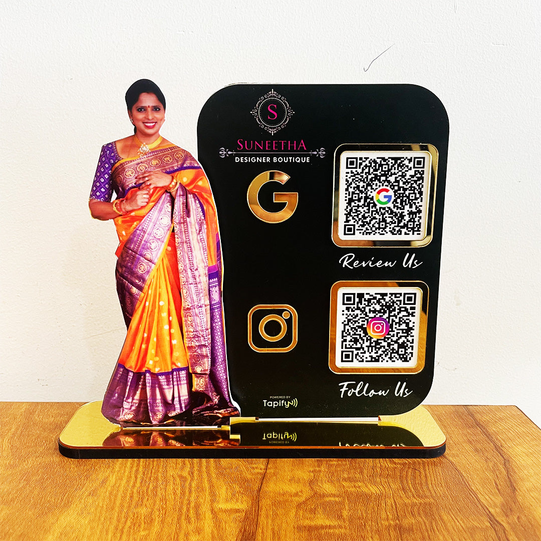 Lady Cutout Smart NFC 2-QR Standee - II