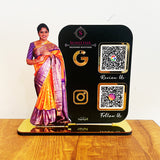 Lady Cutout Smart NFC 2-QR Standee - II