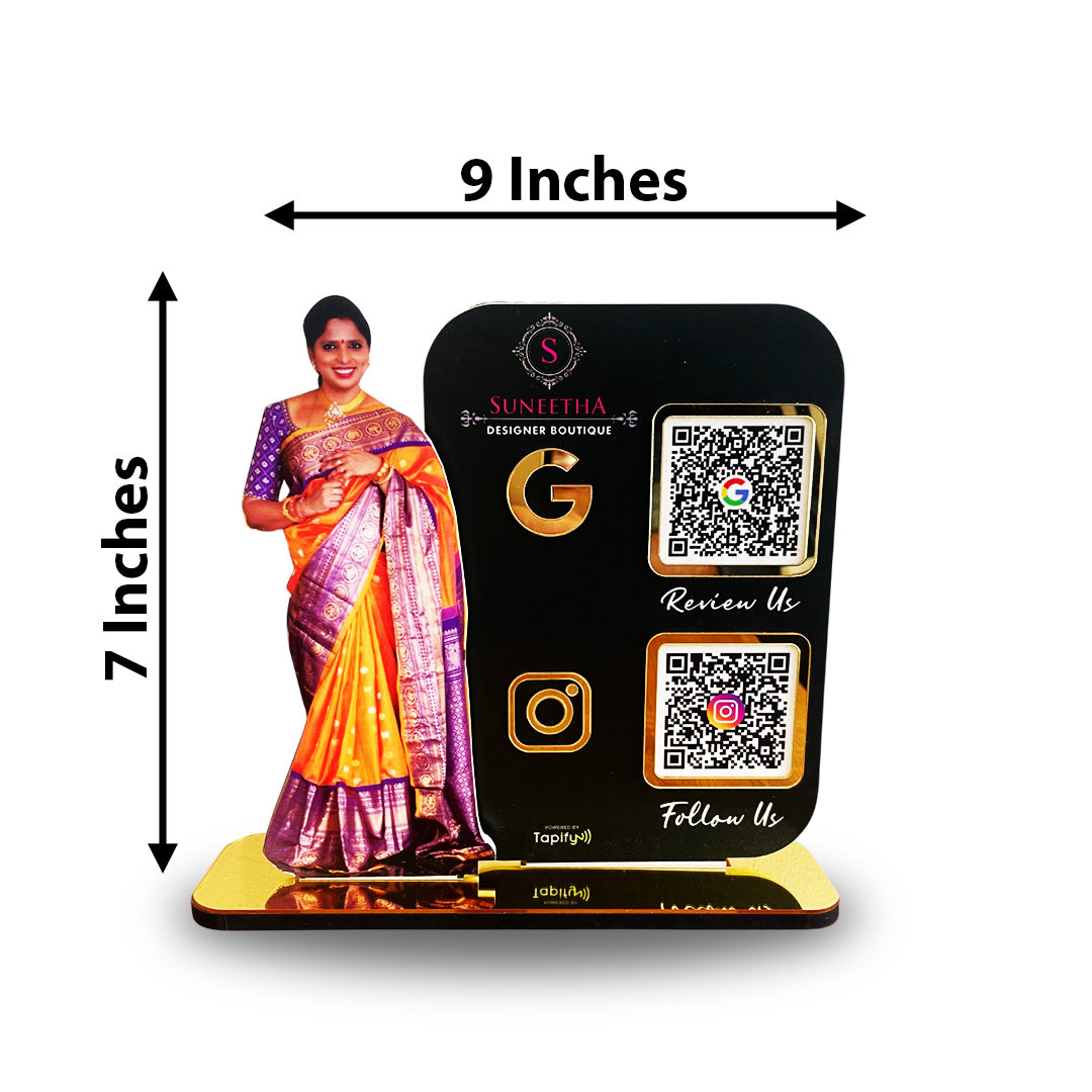 Lady Cutout Smart NFC 2-QR Standee - II