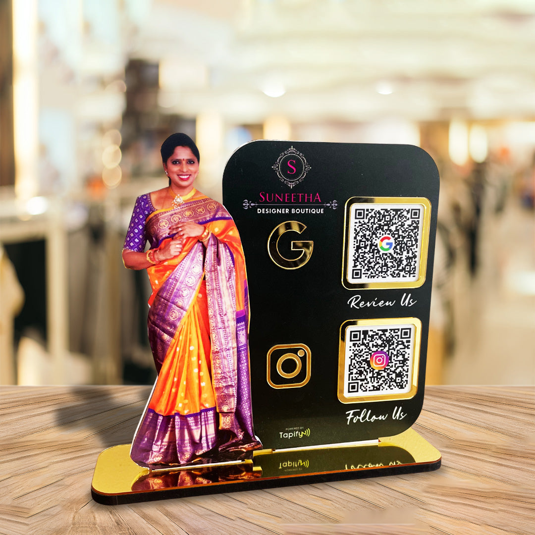 Lady Cutout Smart NFC 2-QR Standee - II