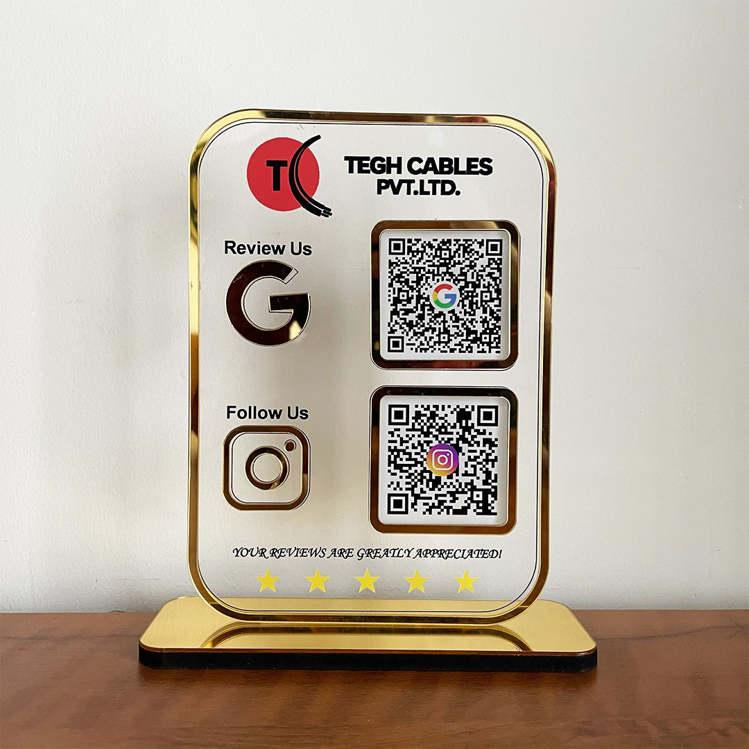 Premium Smart NFC 2-in-1 Table Top Standee | Transparent Edition | Portrait Style
