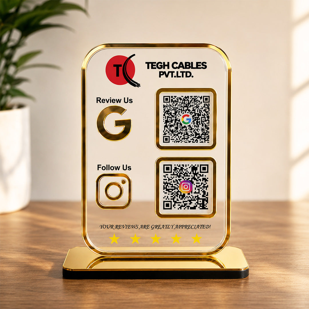 Premium Smart NFC 2-in-1 Table Top Standee | Transparent Edition | Portrait Style