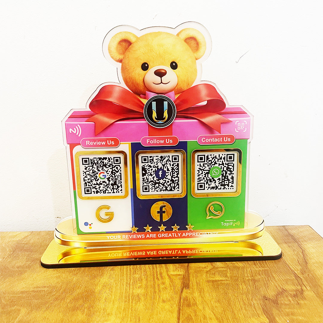 Teddy Cutout Gift Shaped - Smart NFC 3-in-1 Table Top Standee