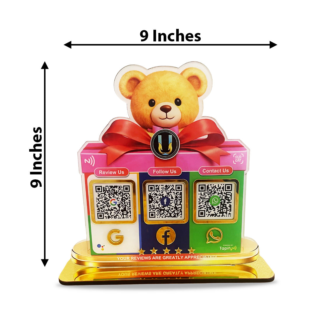 Teddy Cutout Gift Shaped - Smart NFC 3-in-1 Table Top Standee – Tapify