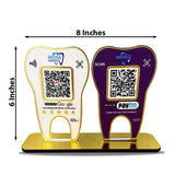 Tooth Shape - Smart NFC 2QR Table Top Standee - W&P Colour - Google, Paytm