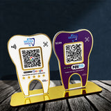 Tooth Shape - Smart NFC 2QR Table Top Standee - W&P Colour - Google, Paytm