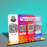 Smart NFC 4QR Table Top Standee | Social Media Theme - Google, Instagram, Youtube, Gpay