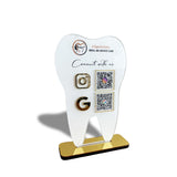 Tooth Shaped NFC 2 QR Smart NFC Table Top Standee | New Edition - For Dentists