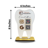 Tooth Shaped NFC 2 QR Smart NFC Table Top Standee | New Edition - For Dentists