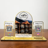 Premium Arch Shaped Smart NFC 2-in-1 Transparent Table Top Standee | Hotel Edition
