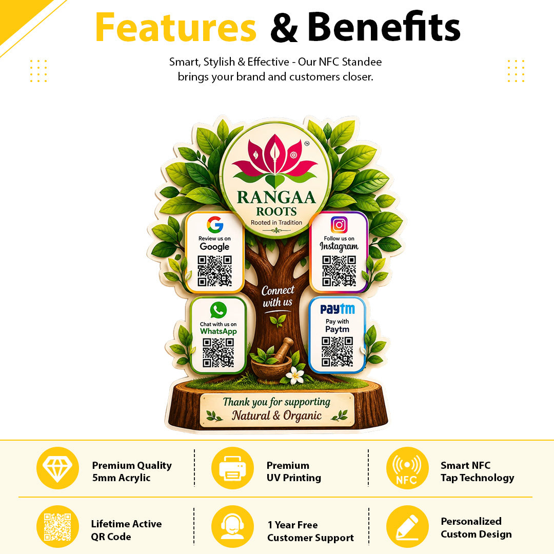 Tree Shaped Smart NFC 4-in-1 Table top Standee - II