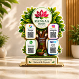 Tree Shaped Smart NFC 4-in-1 Table top Standee - For Ayurvedic & Organic Stores