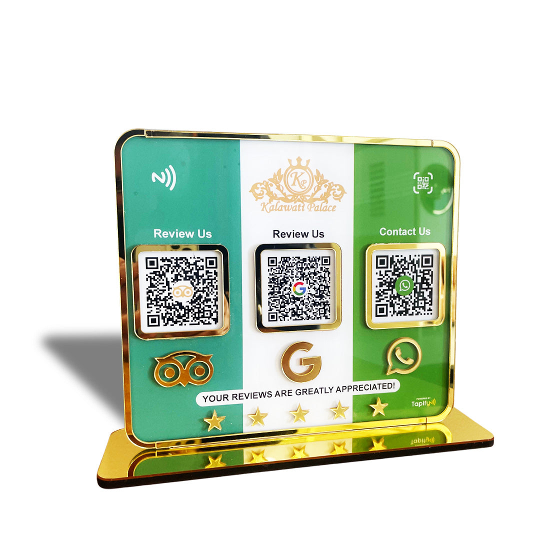 Premium Smart NFC 3-in-1 Table Top Standee - Tripadvisor, Google, Whatsapp-Theme