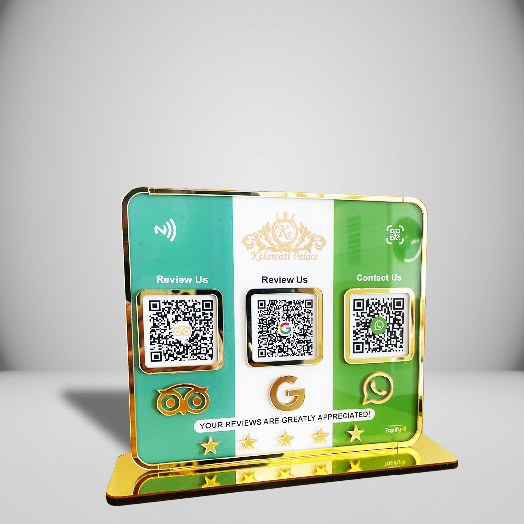 Premium Smart NFC 3-in-1 Table Top Standee - Tripadvisor, Google, Whatsapp-Theme