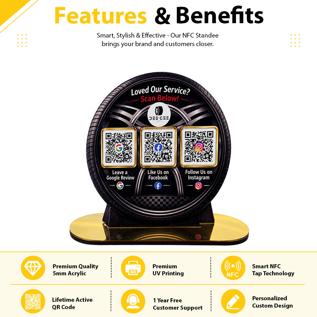 Tyre Shaped Smart NFC  3 in 1 Standee