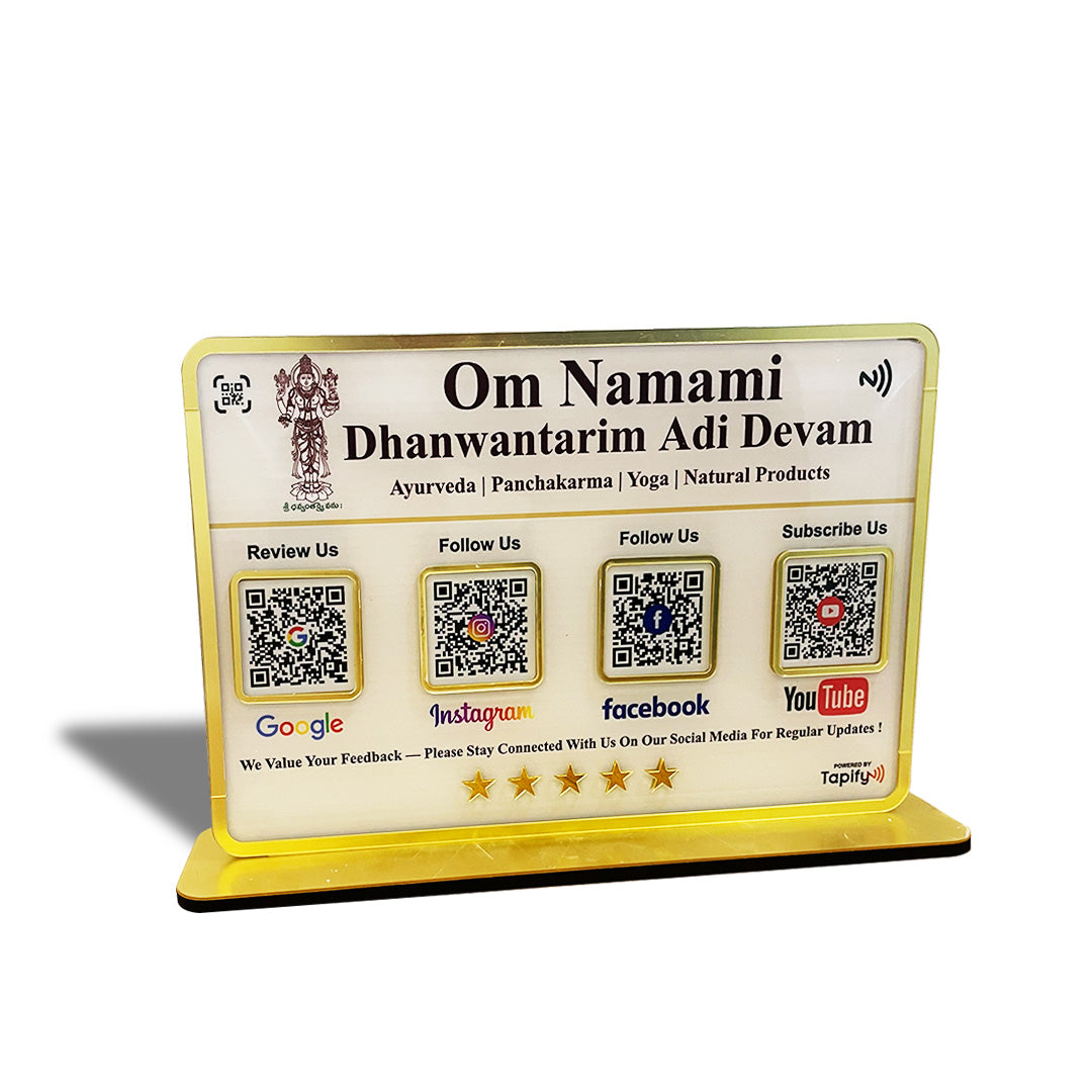 Premium Smart NFC 4-in-1 Table Top Standee - Google, Instagram, Facebook, Youtube