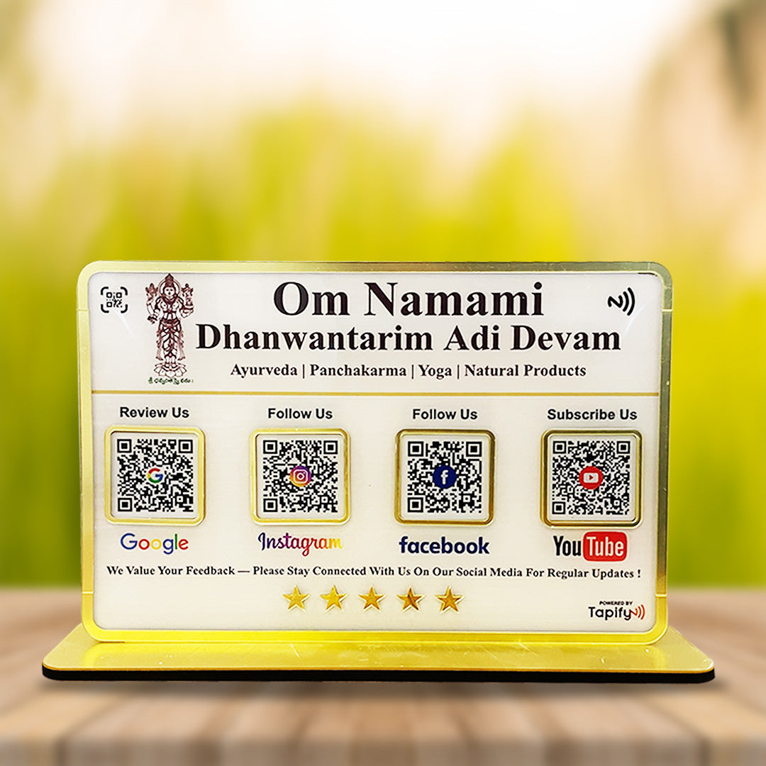 Premium Smart NFC 4-in-1 Table Top Standee - Google, Instagram, Facebook, Youtube