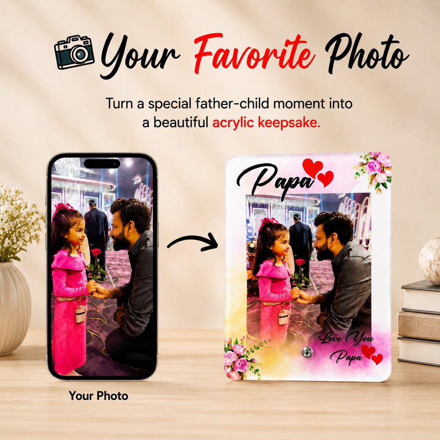 Personalized Dad Photo Frame – Custom Acrylic Gift for Father & Son/Daughter card 1
