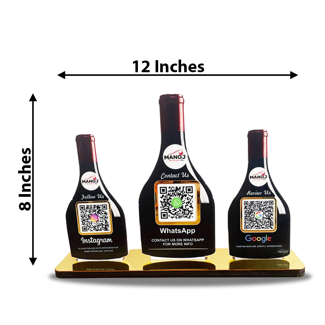Wine Bottle Shaped  - 3 In 1 QR Table Top  Smart NFC  Standee-II